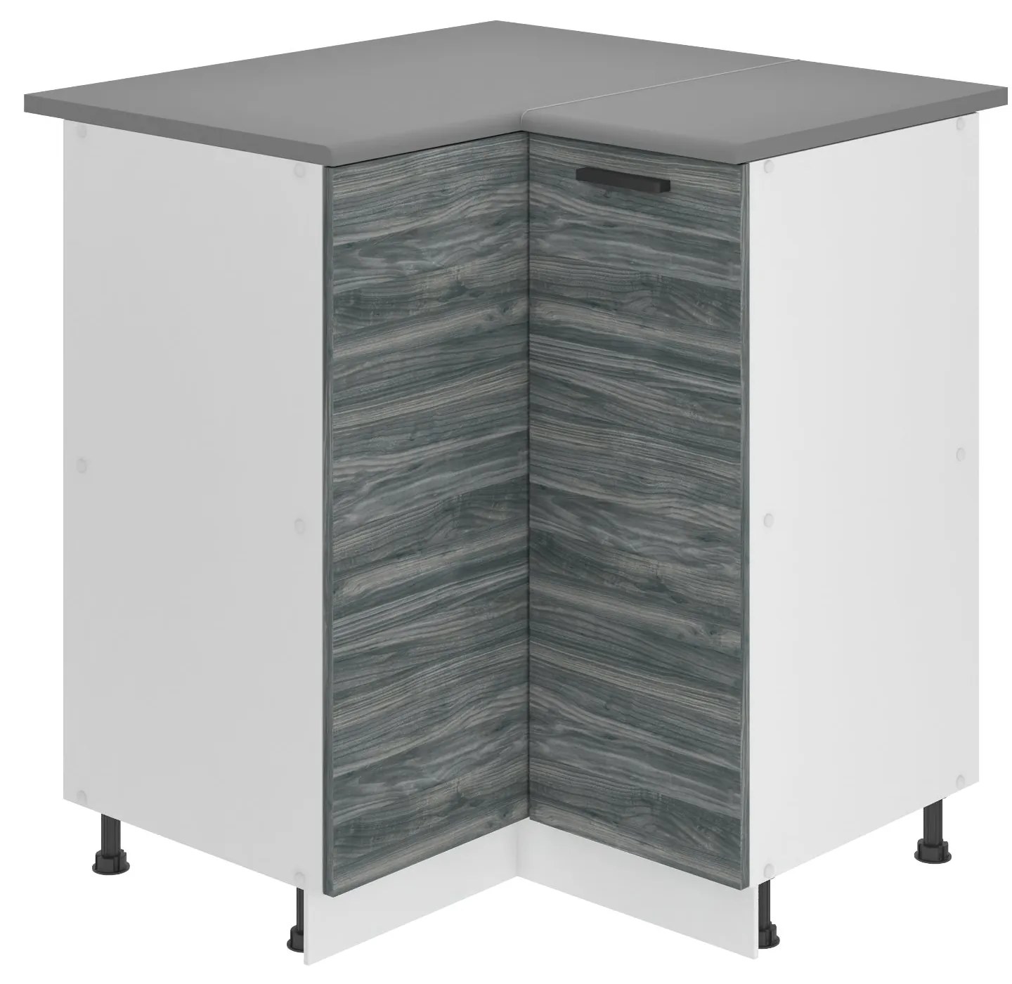 Kuchynská skrinka Belini Premium Full Version spodná rohová 90 cm šedý antracit Glamour Wood s pracovnou doskou