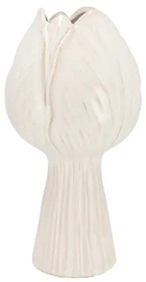 Krémová keramická váza v tvare tulipánu Tulip - 11*11*21 cm