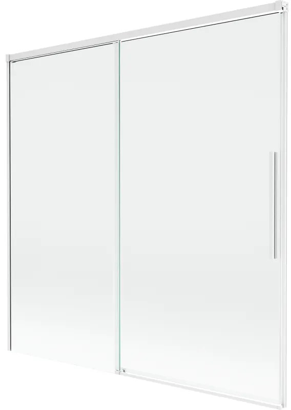 Mexen Rox, 2-krídlová posuvná vaňová zástena 160 x 150 cm, 8mm číre sklo, biely profil, 8C9-160-001-20-00