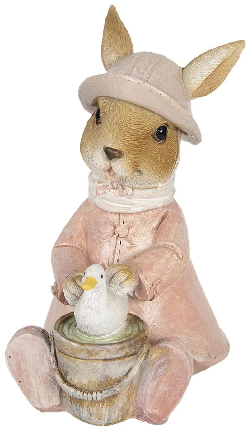 Dekorácie králičie slečny v kabátiku s kačičkou - 9 * 6 * 12 cm