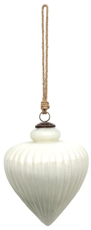 Biela antik sklenená ozdoba Vinett XL - Ø 17*20 cm