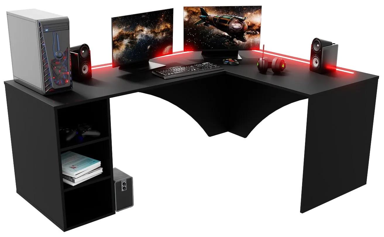 Rohový pc stôl Carbon (čierna) (P) (s RGB osvetlením). Akcia -20%. Vlastná spoľahlivá doprava až k Vám domov. 1054967