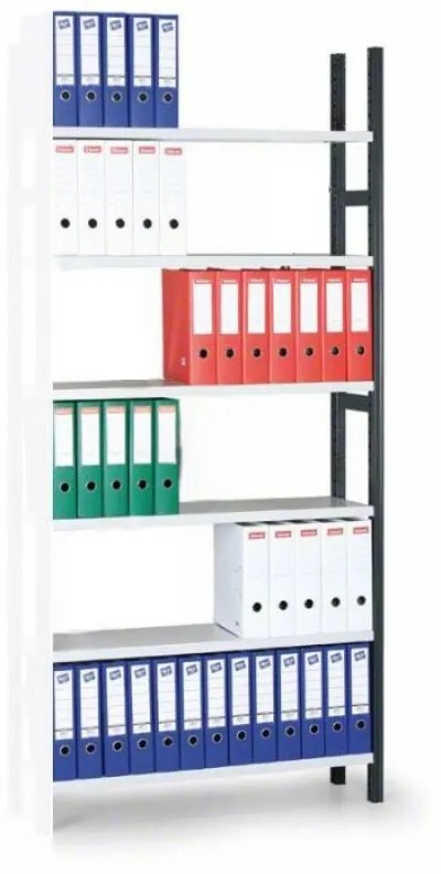 Archivačný regál Variant, 2550 x 1000 x 300 mm, polica sivá, prídavný