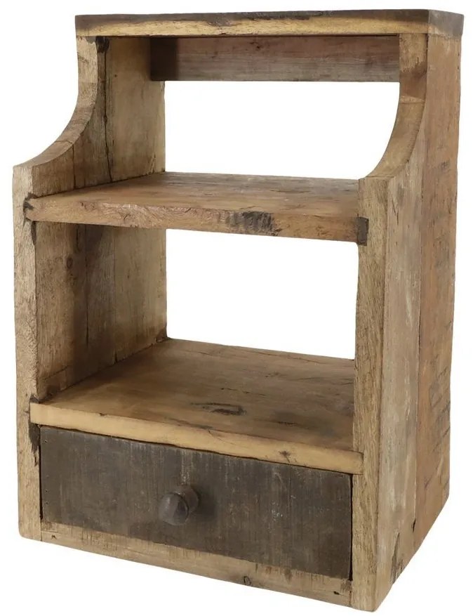 Hnedá antik nástenná drevená polička Grimaud Unit - 30*23*43 cm