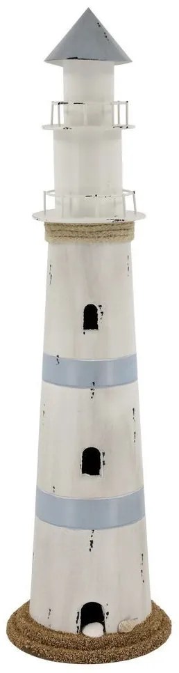 Bielo-modrá kovová dekorácia maják Lighthouse Nautic - Ø 17*61 cm
