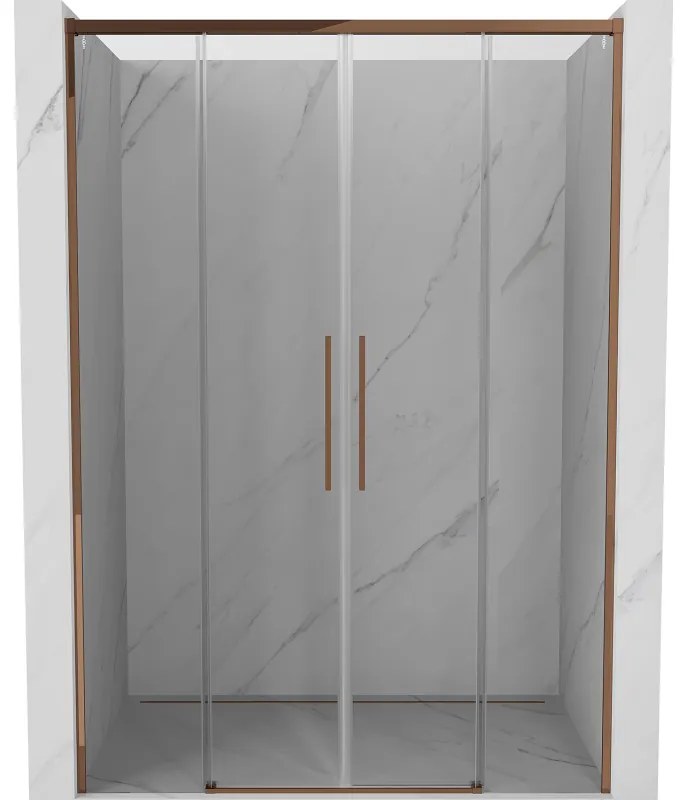 Mexen Rox, posuvné sprchové dvere 140 cm, 8mm číre sklo, ružové zlato profil, 8C2-140-002-60-00