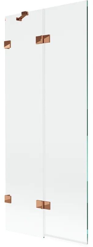 Mexen Lunar, 2-krídlová vaňová zástena ľavá 80 x 150 cm, číre sklo, ružové zlato, 897-080-100-60-00-L