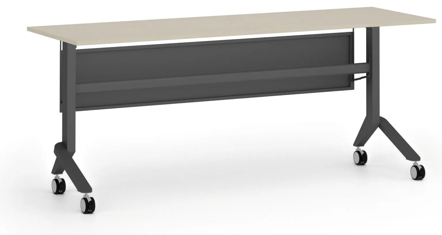 Mobilný stôl PRIMO MOVE, 180x60 cm, čierna podnož, breza