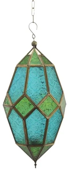 Orientálna závesná lampa SELLIMA - modro zelená