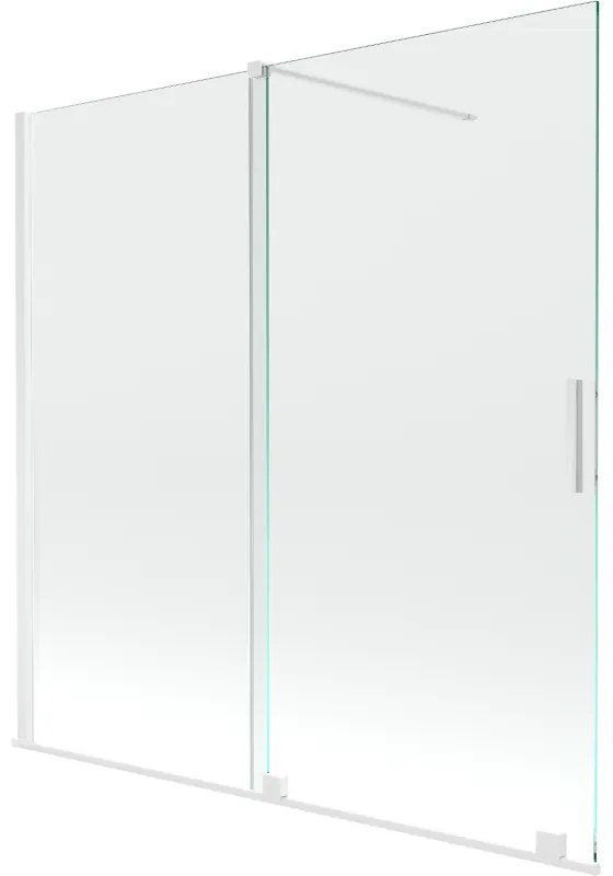 Mexen Velar, 2-krídlová posuvná vaňová zástena 160 x 150 cm, 8mm číre sklo, biely profil, 896-160-000-01-20