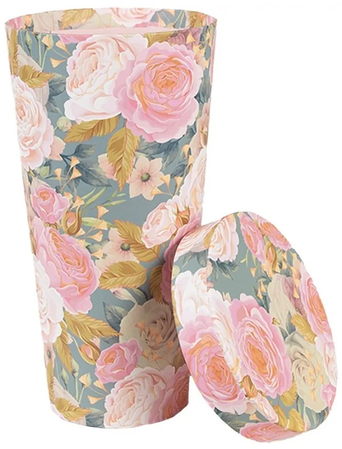 Papierový úložný box s kvetinami - Ø 9*18 cm Papierový úložný box s kvetinami - Ø 9*18 cm
