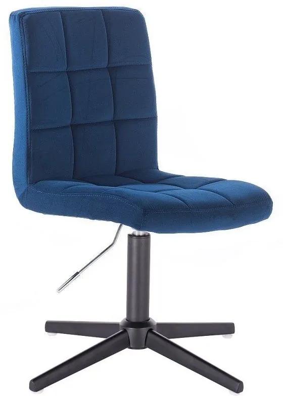 LuxuryForm DESIGN Stolička TOLEDO VELUR na čiernom kríži - modrá