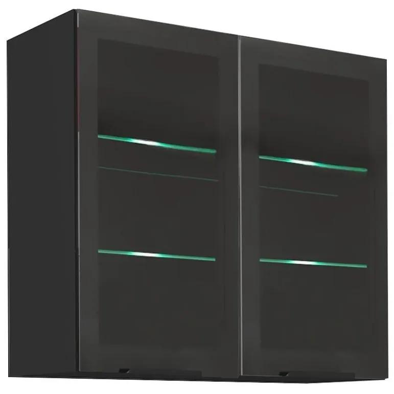 Horná kuchynská skrinka Arikona Monzesa Sobera 80 GS 72 2F (čierna) . Vlastná spoľahlivá doprava až k Vám domov. 1097043