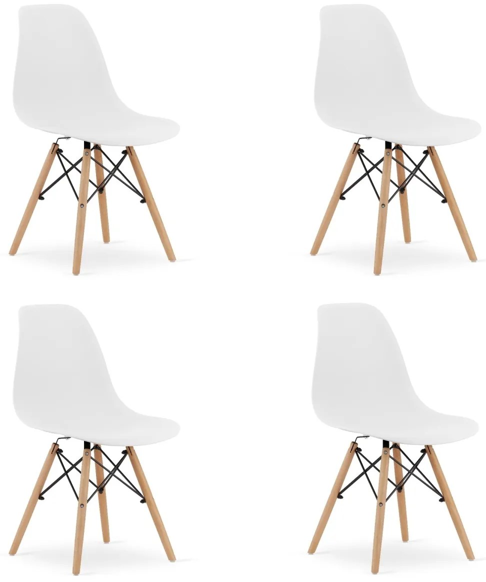 Set 4 stoličiek OSAKA biele / prírodné nohy