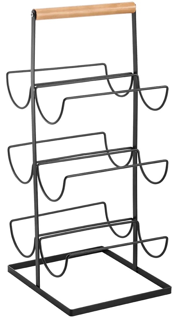 Laveo Oslo, stojan na fľaše vína, 6ks, čierna-hnedá, LAV-ELS_700A