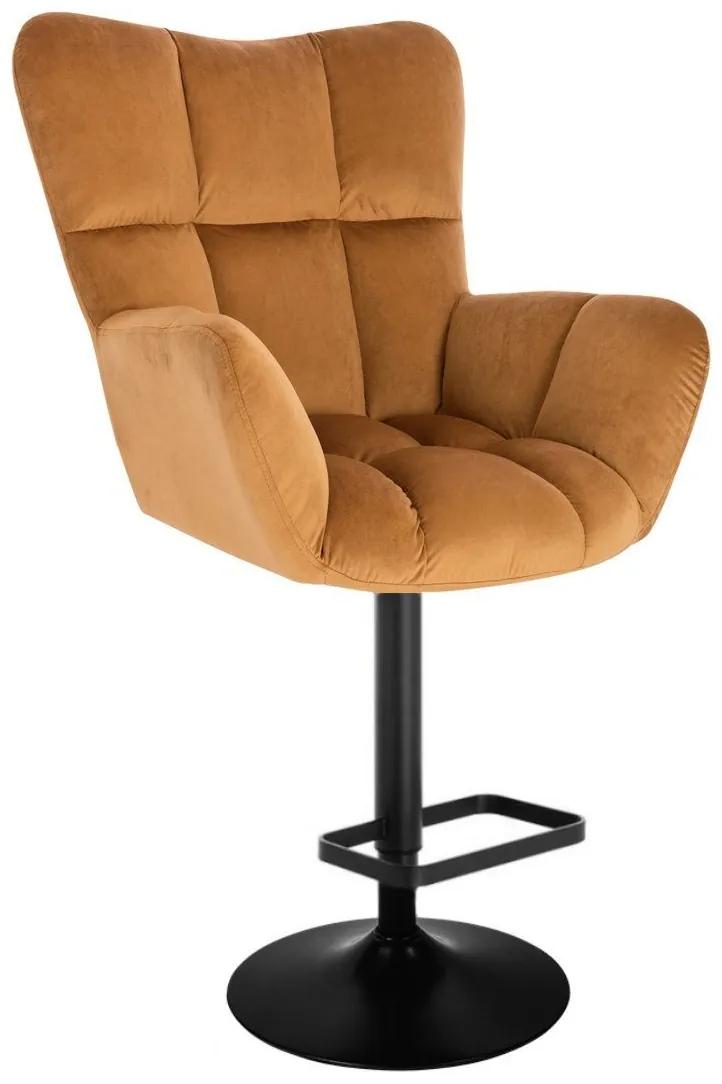 LuxuryForm DESIGN Barové kreslo AURORA VELUR na čiernom tanieri - medové