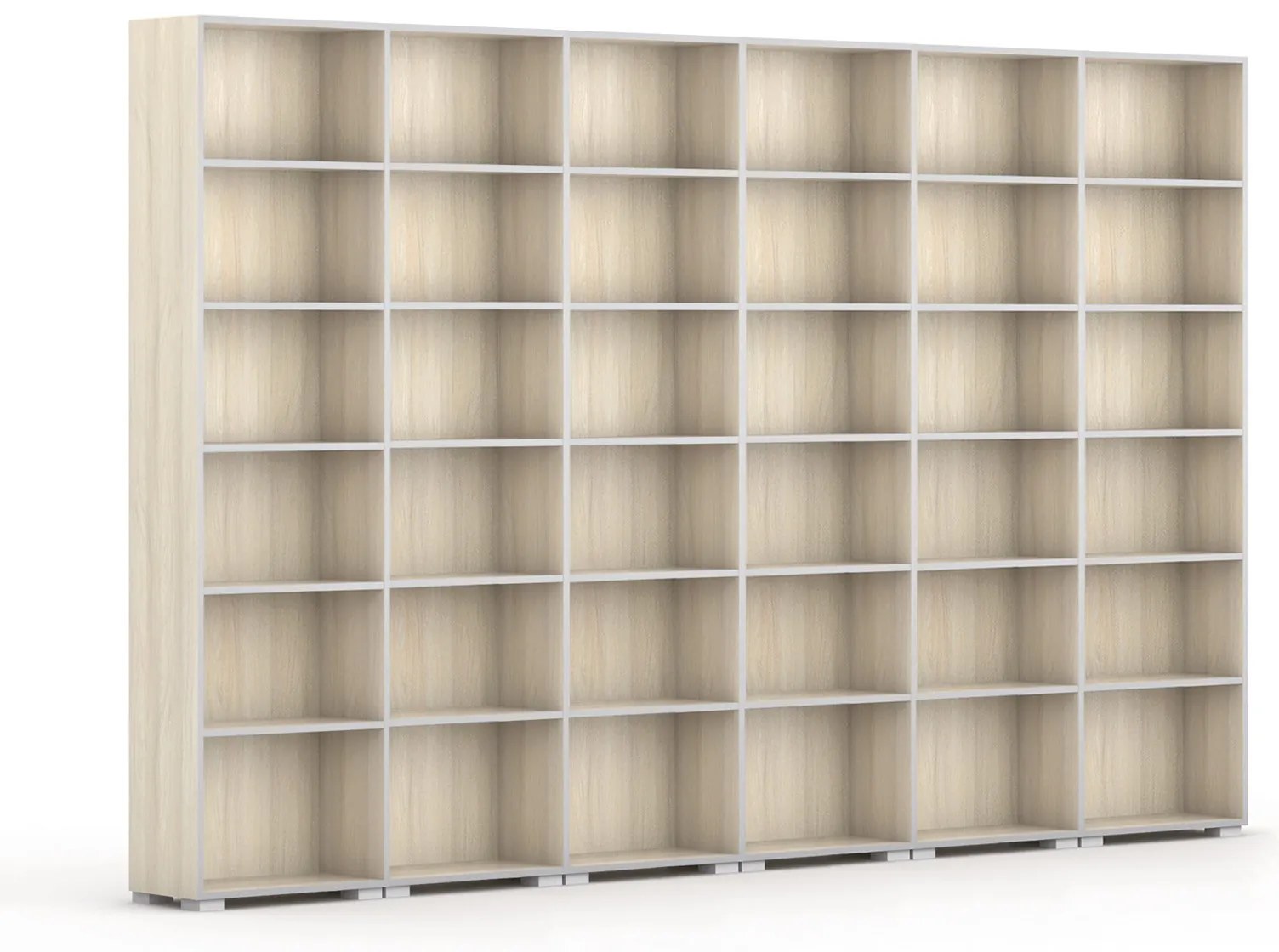 Knižnica SILVER LINE, 6 stĺpcov, 2230 x 3600 x 400 mm, dub prírodný