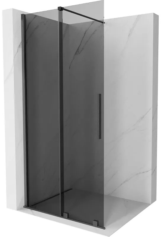 Mexen Velar, sprchová zástena s posuvnými dverami Walk-in 70 x 200 cm, 8mm šedé sklo, grafit brúsený, 871-070-000-43-66