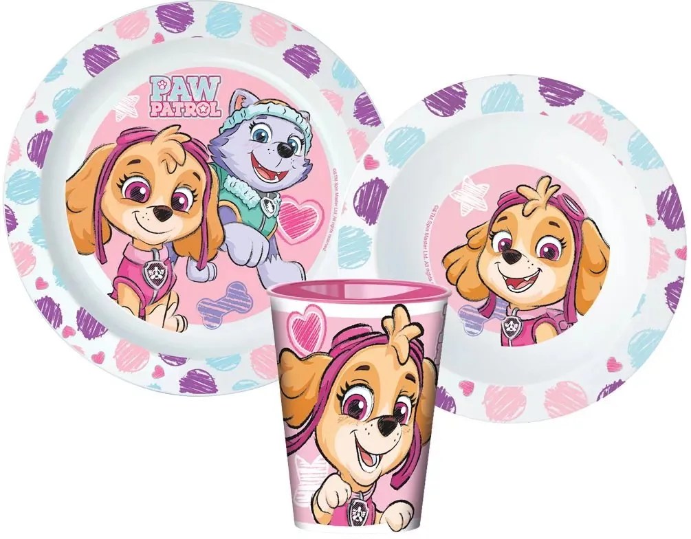 Sada plastového riadu pre deti s kelímkom Paw Patrol - Labková patrola, 3 diely