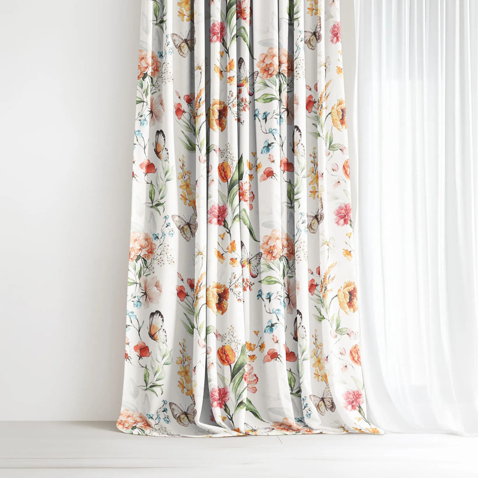 Goldea dekoračný záves valencia - motýlia lúka 140x135 cm