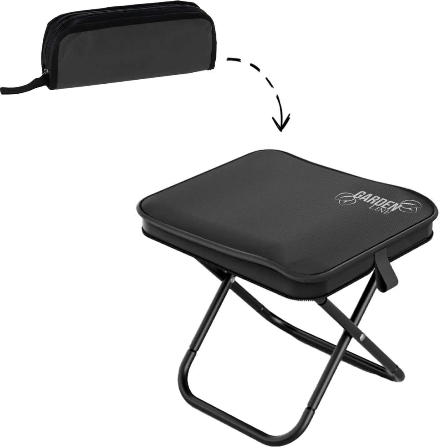 SKLADACIA TURISTICKÁ STOLIČKA, ČIERNA, 28 x 24 x 25 CM *6358