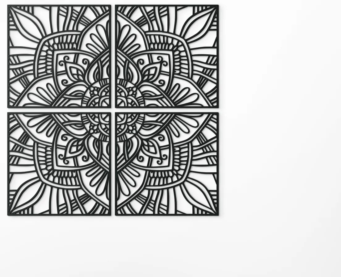drevko Viacdielna mandala na stenu Rovnováha Rozmer obrazu: 133 x 133,5 cm, Farba dekorácie: Čierna