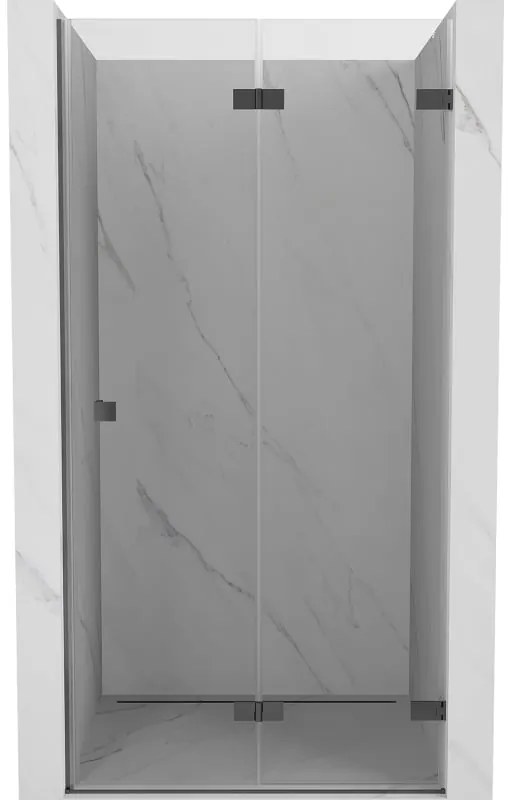 Mexen, Mexen Lunar-F pravé sklápacie sprchové dvere 90 cm, transparentné, pištoľový kov - 836-090-000-95-00-P