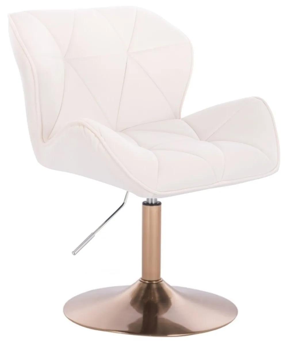 LuxuryForm DESIGN Stolička MILANO VELUR na zlatom tanieri - biela