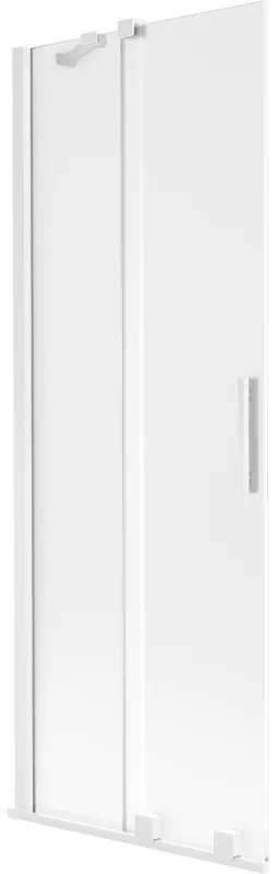 Mexen Velar, 2-krídlová posuvná vaňová zástena 75 x 150 cm, 8mm sklo námraza, biela matná, 896-075-000-31-20