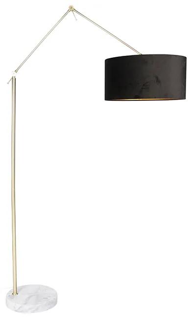 Moderná stojaca lampa zlatý zamatový tienidlo čierna 50 cm - Editor