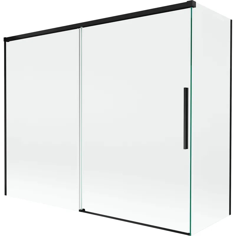 Mexen Rox, 2-krídlová posuvná vaňová zástena 190 + 80 x 150 cm, 8mm číre sklo, čierny matný profil, 8C9-190-080-70-00