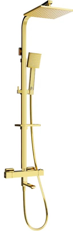 Mexen - CQ45 sprchový set s termostatickou batériou Cube, zlatá,779104595-50