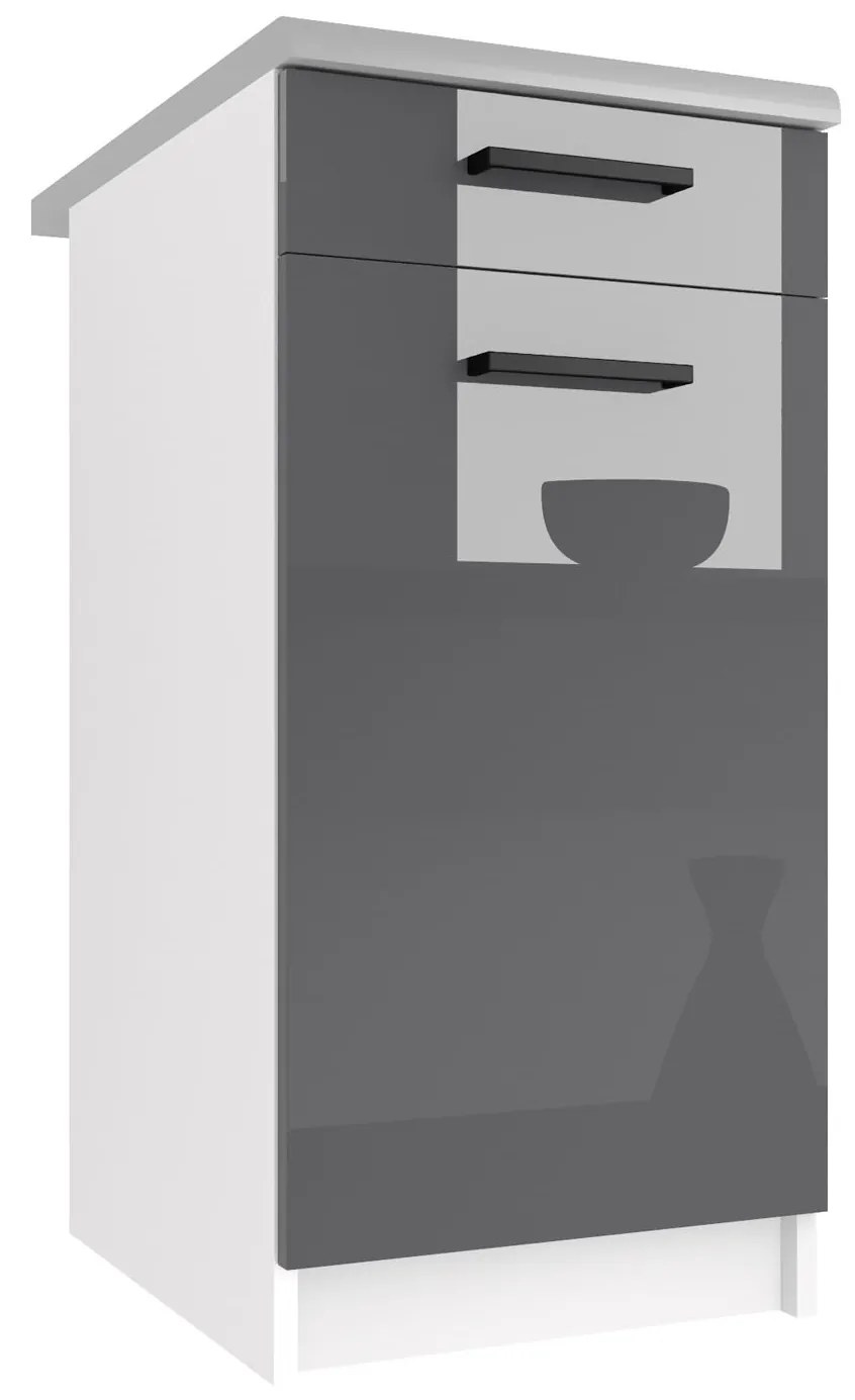 Kuchynská skrinka Belini spodná so zásuvkami 40 cm šedý lesk s pracovnou doskou INF SDSZ1-40/0/WT/S/0/B1