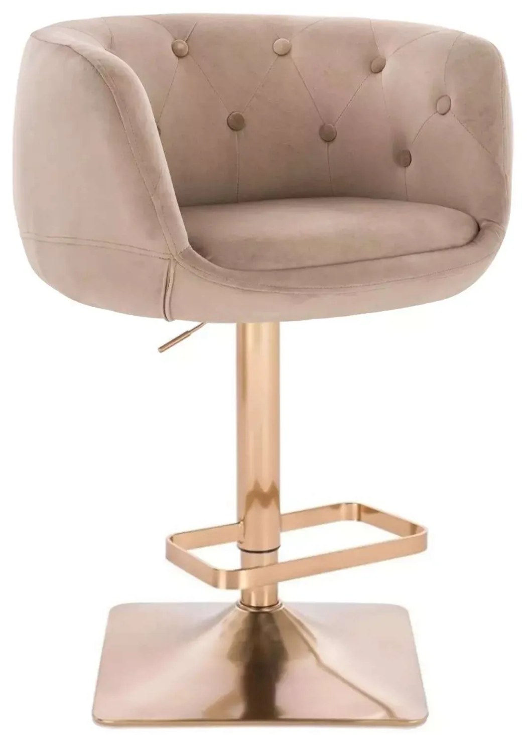 LuxuryForm DESIGN Barová stolička MONTANA VELUR na zlatej hranatej podstave - latte
