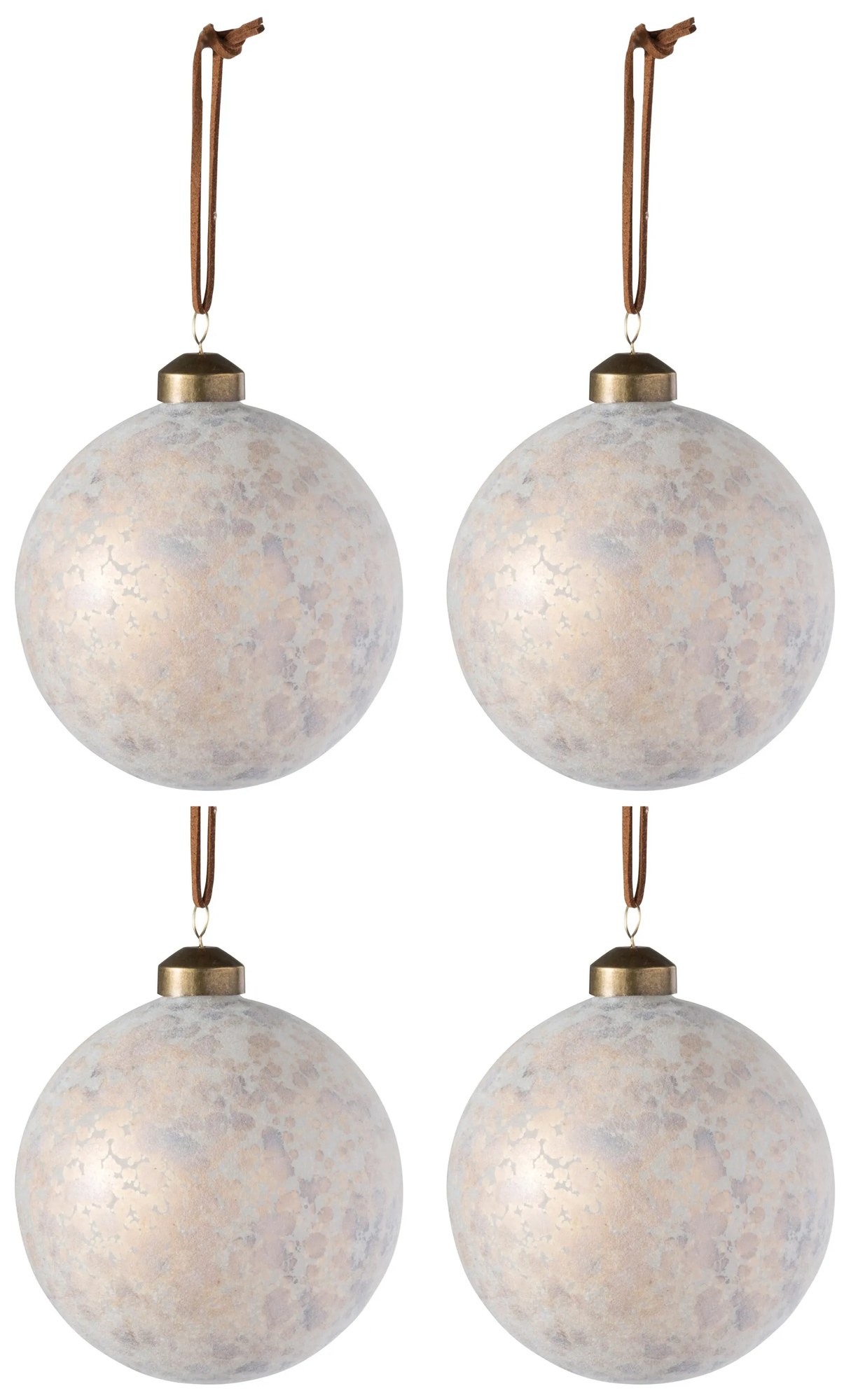 Sada 4ks béžových leopardích vianočných sklenených gulí - Ø 10 cm