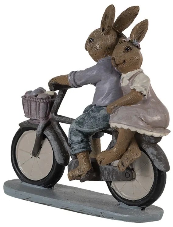 Dekorácia zamilovaní králiky na bicykli - 14*5*15 cm