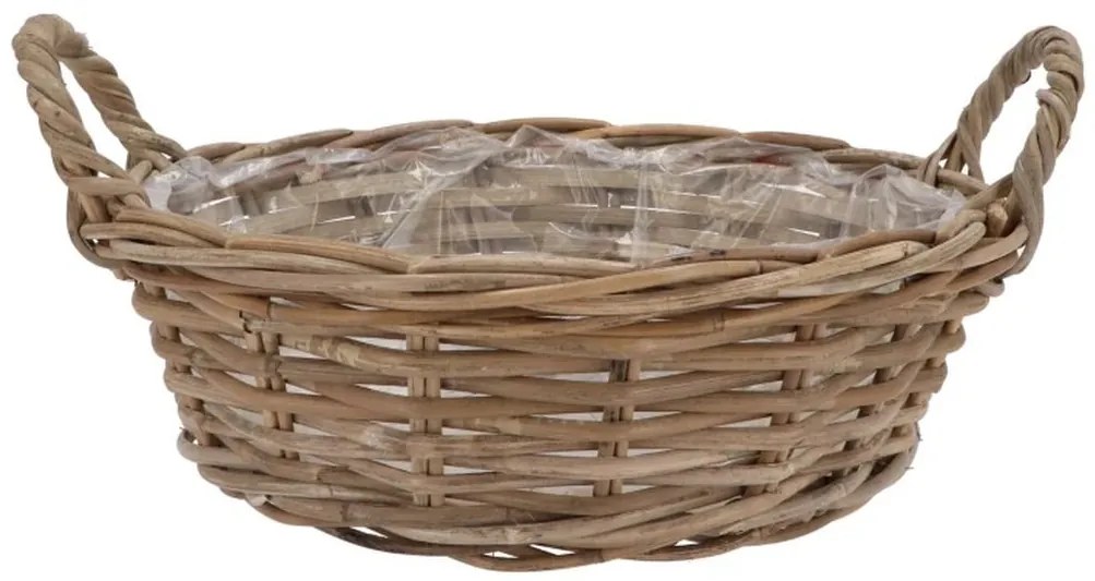 Ratanový nízky kvetináč /kôš s ušami Ivy grey - Ø 40*13 cm