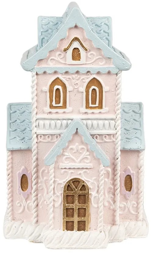 Ružovo-modrá svietiaca perníková chalúpka Gingerbread House - 10*8*16 cm
