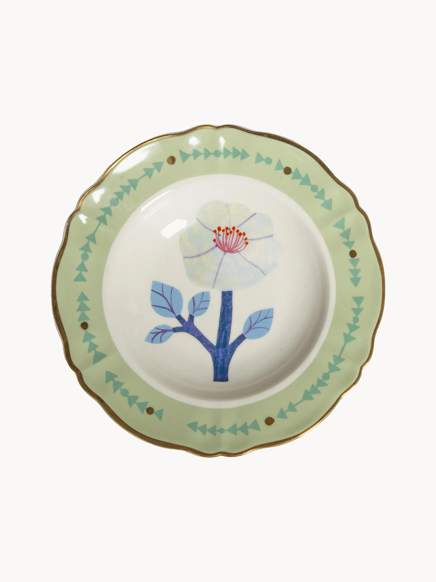 Ručne vyrobený porcelánový hlboký tanier Botanica