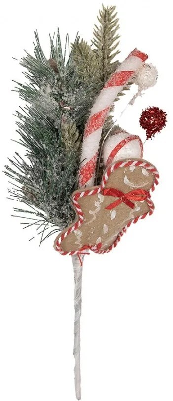Dekorácia zápich vianočná vetvička s perníčkom - 10*8*30 cm