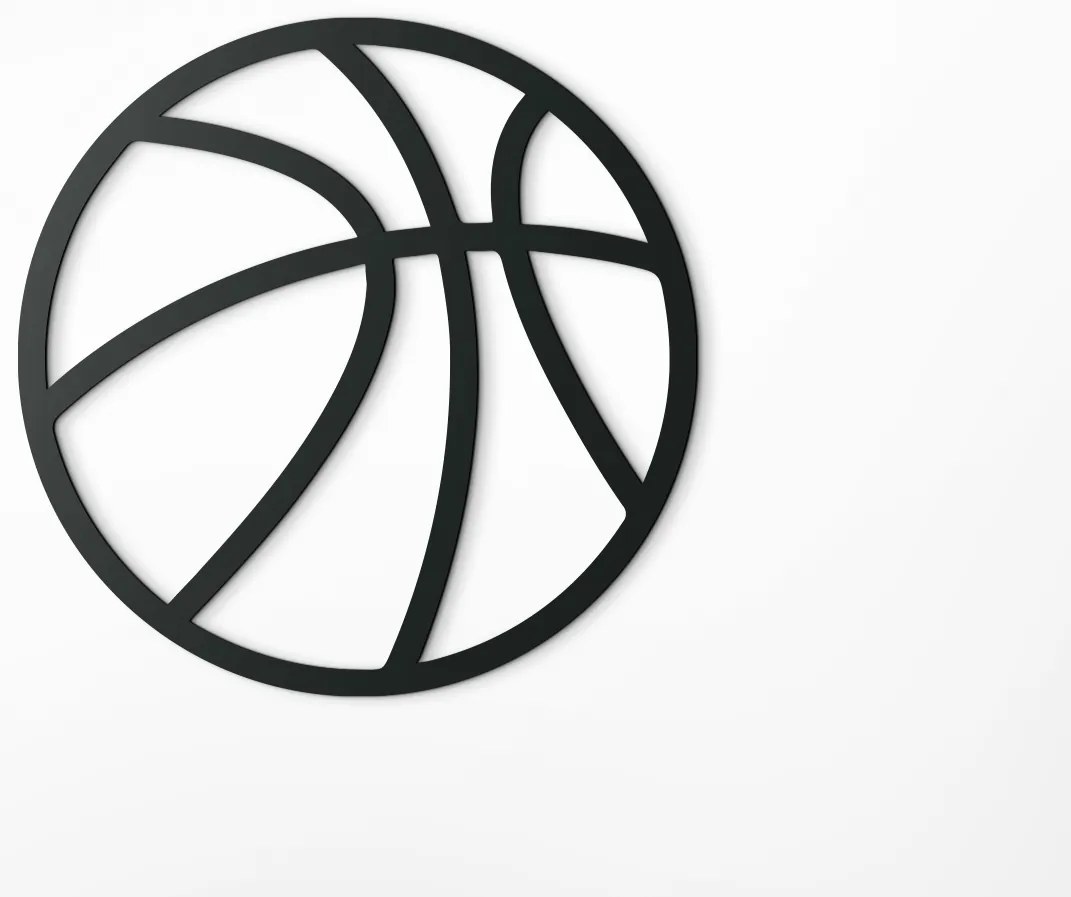 drevko Drevená nálepka Basketbalová lopta Rozmer obrazu: 32,5 x 32,5 cm, Farba dekorácie: Čierna