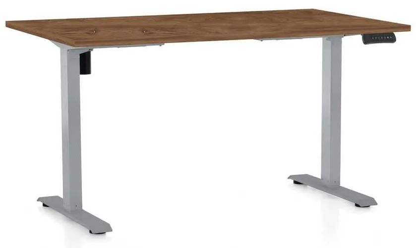 Výškovo nastaviteľný stôl OfficeTech B, 120 x 80 cm, sivá podnož, dub silverjack