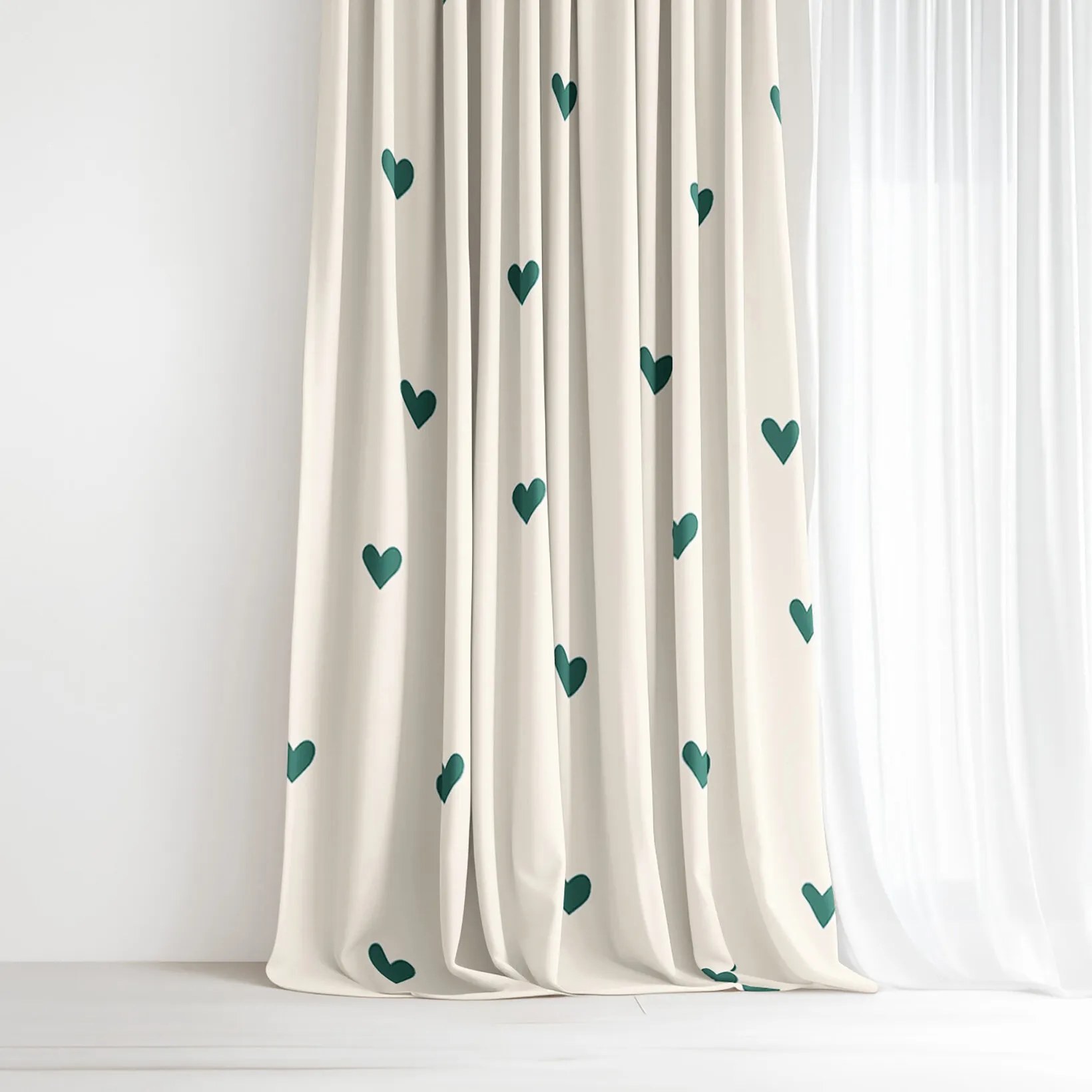 Goldea bavlnený záves - srdiečka na slonovej kosti 240x150 cm