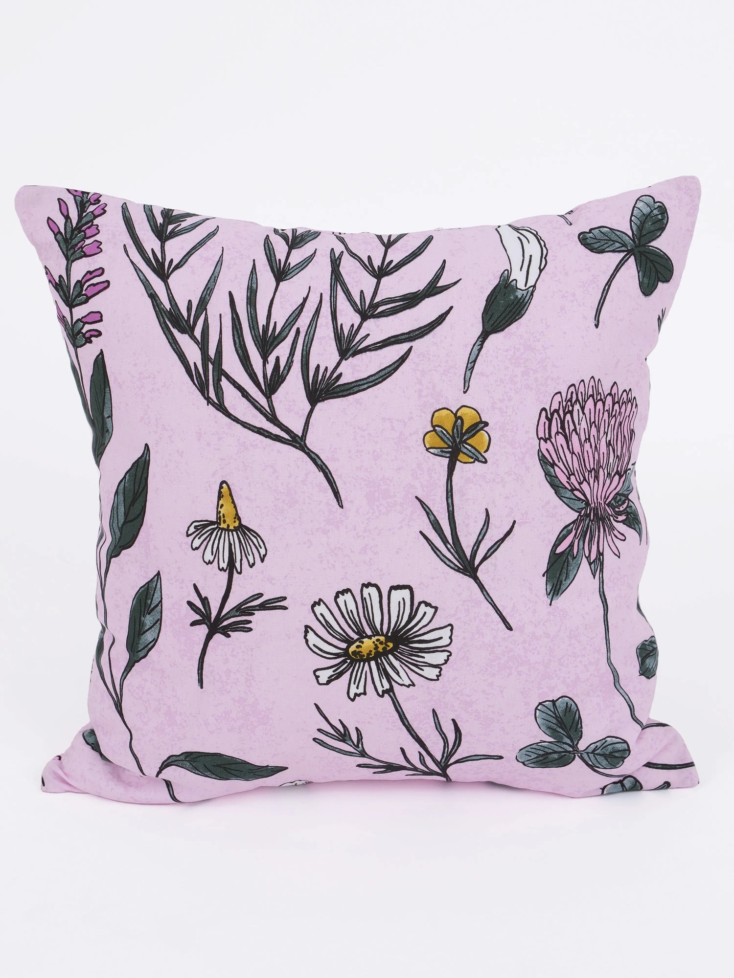 Bavlnená obliečka na vankúš Renforcé 40 × 40 cm - Herbár púdrový