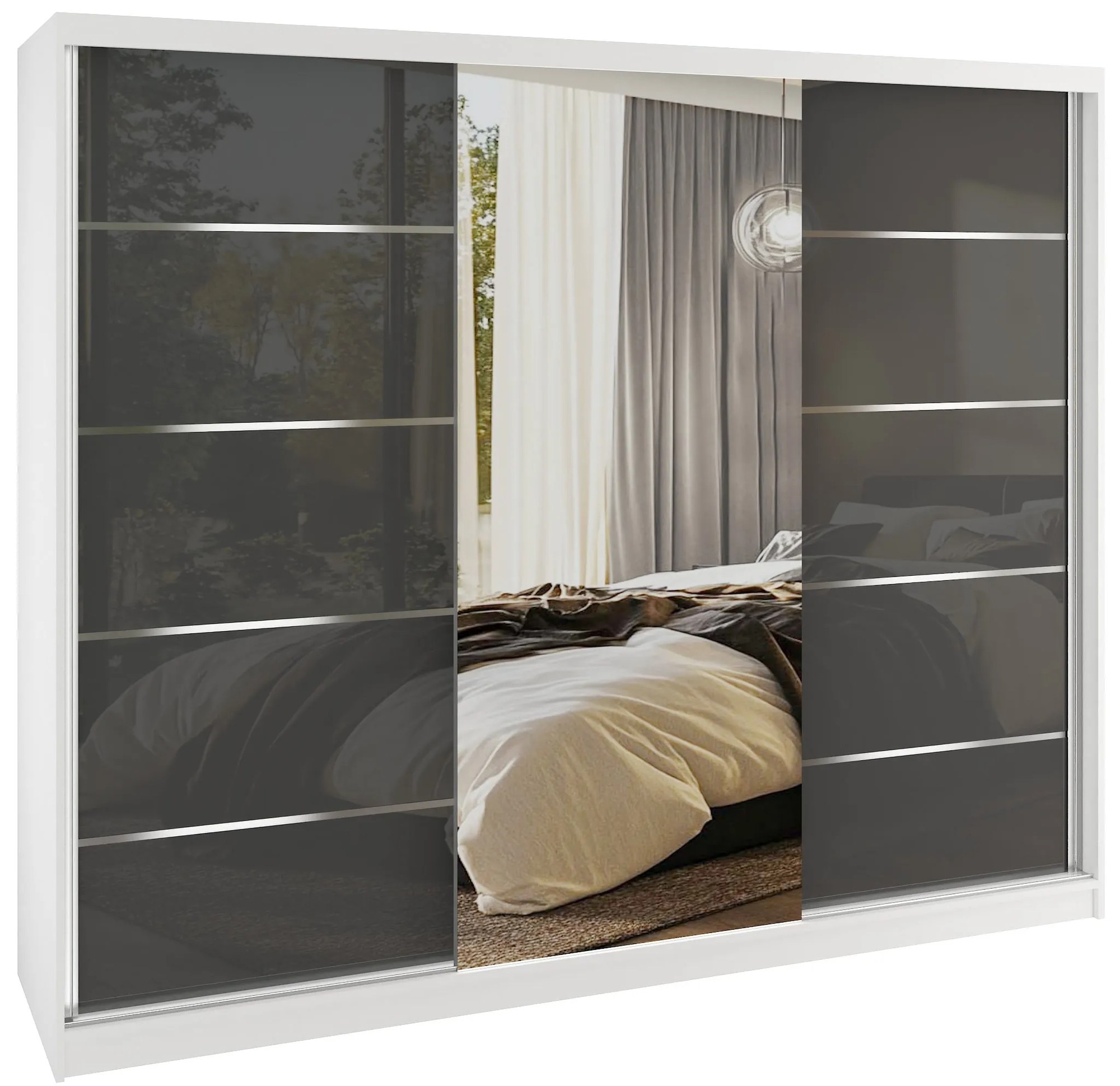 Šatníková skriňa SERENITY 232 cm šedý lesk MGB SERENITY SZP8/0/W/S/0/HIAL