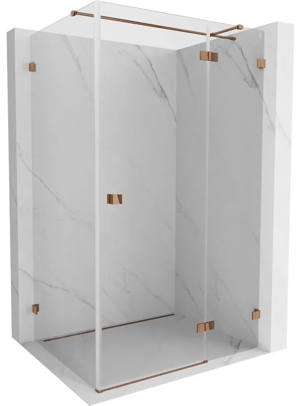 Mexen Lunar T, výklopný sprchový kút pravý 110 x 70 cm, 8mm číre sklo, profil ružové zlato, 834T-110-070-60-00-P