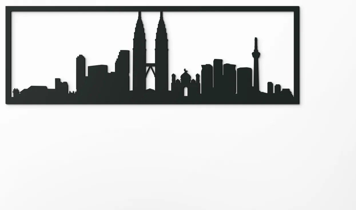 drevko Obraz Kuala Lumpur panoráma Rozmer obrazu: 29,5 x 89 cm, Farba dekorácie: Čierna