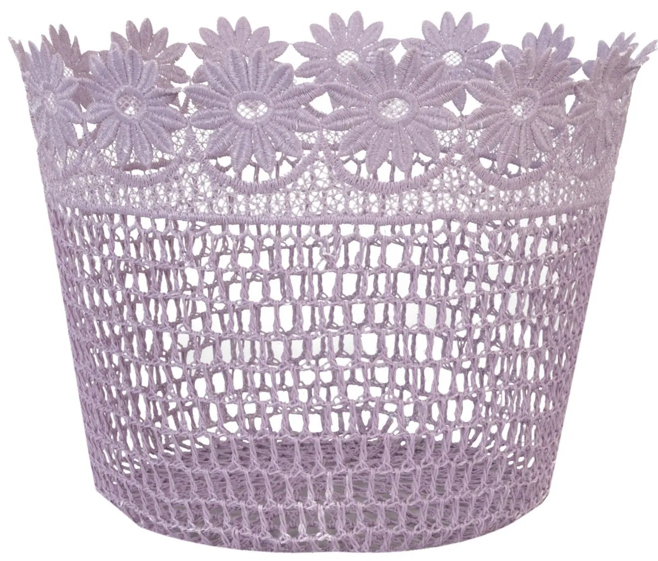 Fialkový háčkovaný košík - Ø 26*20 cm