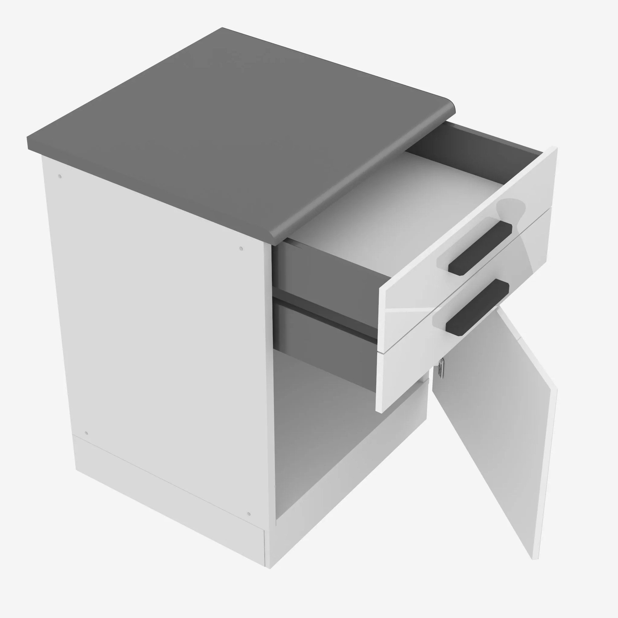 Kuchynská skrinka Belini Premium Full Version spodná so zásuvkami 60 cm biely lesk s pracovnou doskou