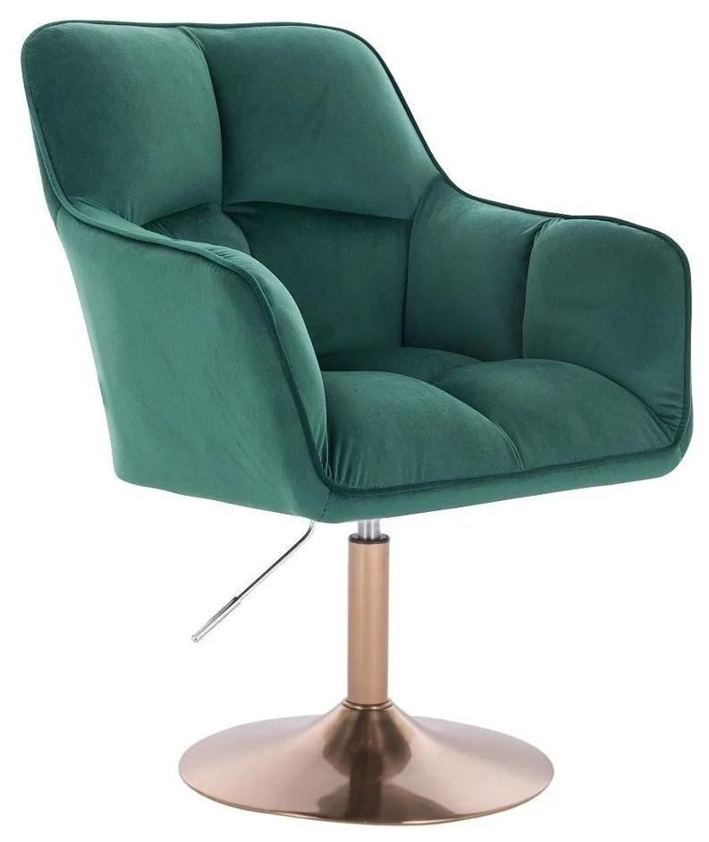 LuxuryForm DESIGN Kreslo AMALFI VELUR na zlatom tanieri - zelené
